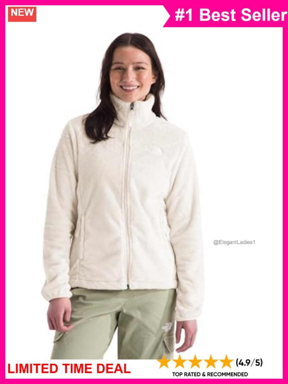 Plus Size Soft Fleece Full Zip Jacket with Stand Collar & Zip Pockets